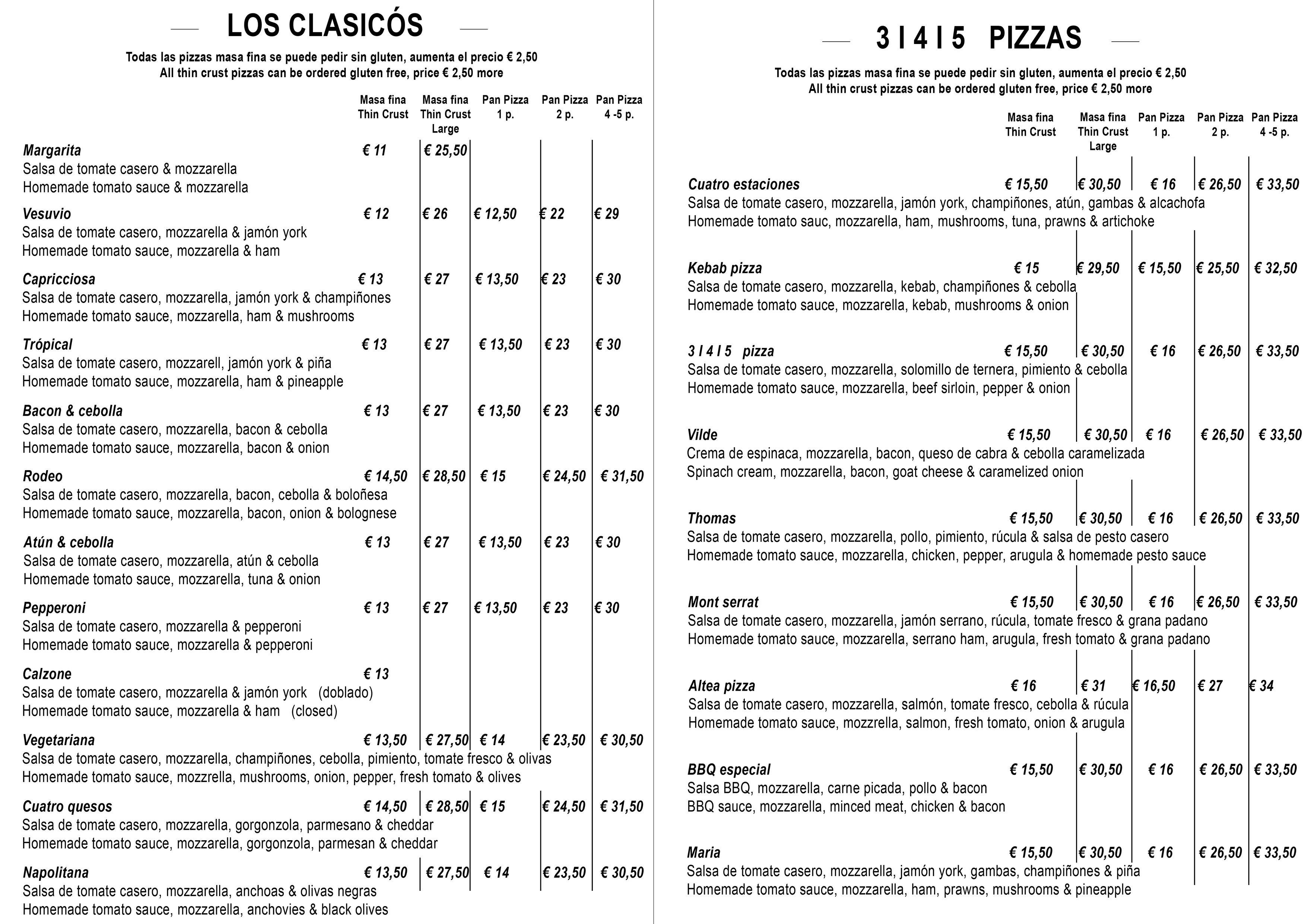 Los Clásicos / 3|4|5 Pizzas